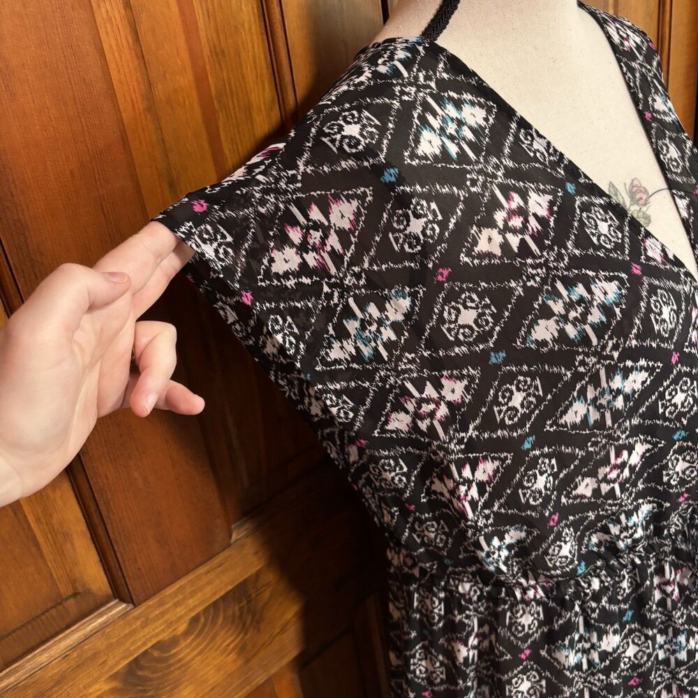 Torrid Ikat Chiffon Multicolored Geometric Print Sheer Dress Women's Size 3 3X - Picture 4 of 9